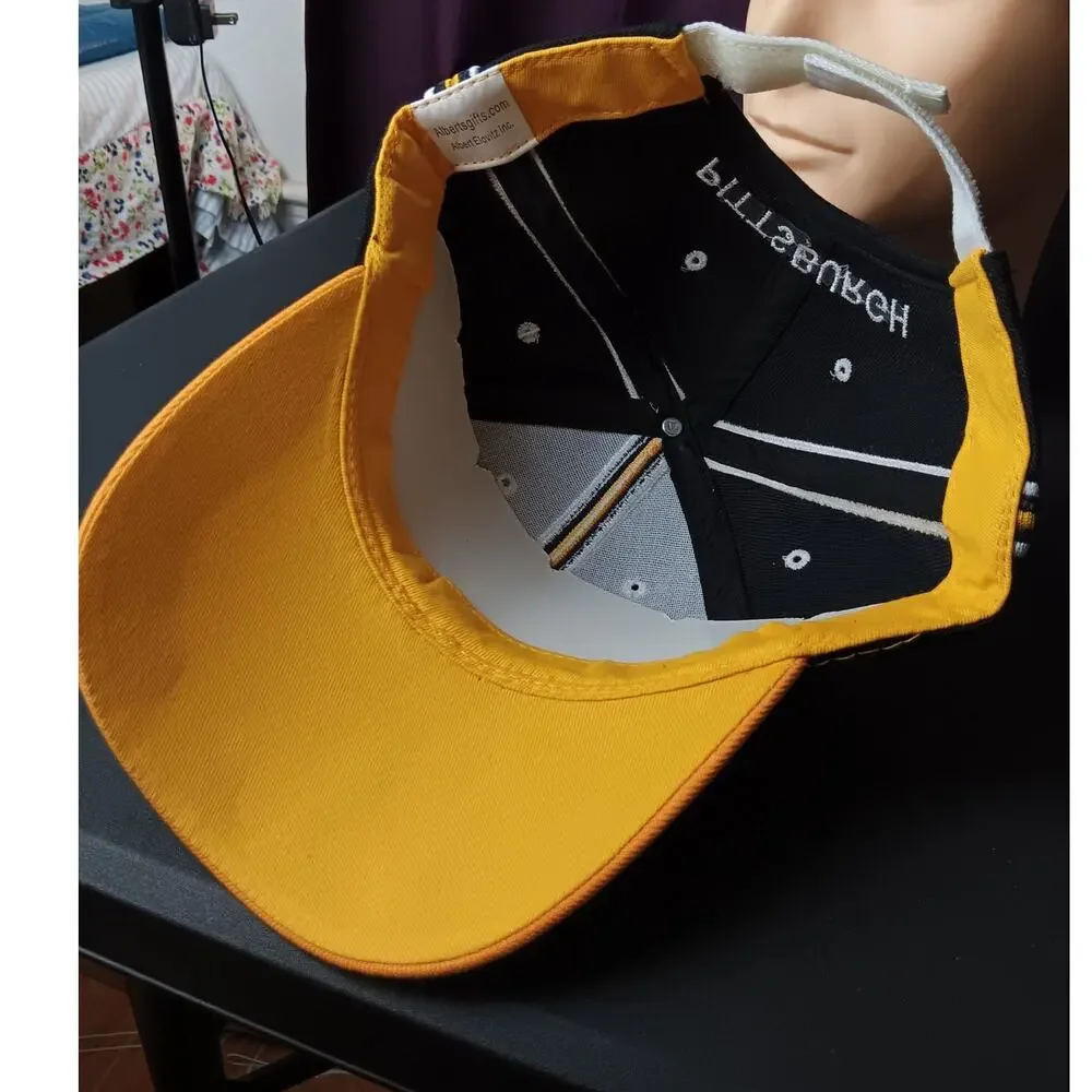 Pittsburgh Colors‎ Adjustable Ball Cap Mens Black & Yellow Spell Out Embroidered